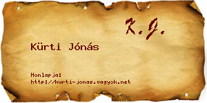 Kürti Jónás névjegykártya